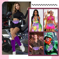 Holographic Fanny Packs for Women Men Cross Body Slouch Socks Belt Bag Scrunch Socks 80s 90s Accessories