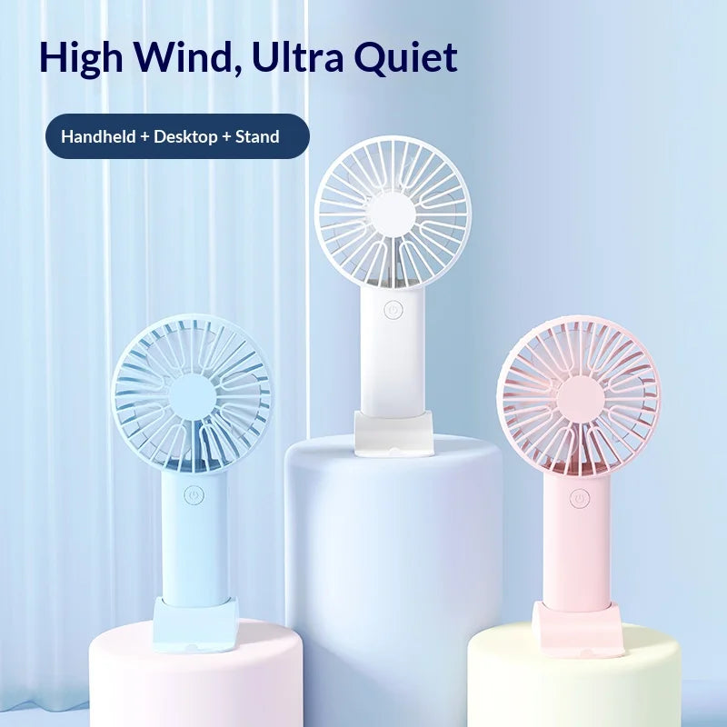 Mini Handheld Fan, 3 In 1 Portable Desk Fan With Stand, Small Usb Rechargeable Fan For Travel Office Home
