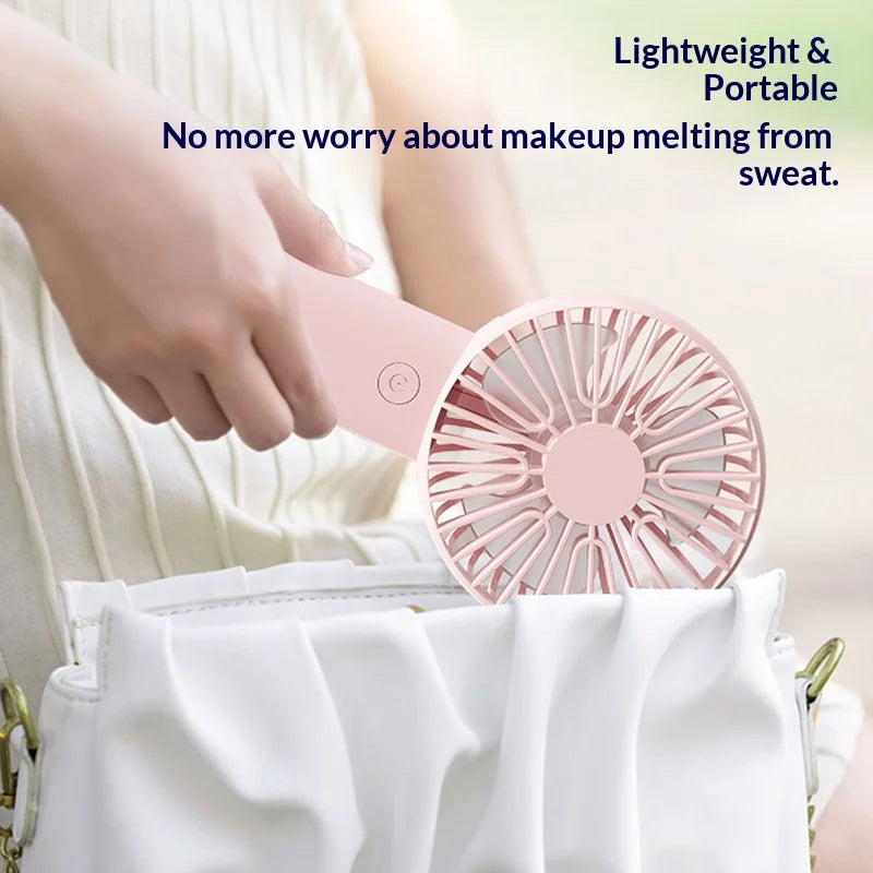 Mini Handheld Fan, 3 In 1 Portable Desk Fan With Stand, Small Usb Rechargeable Fan For Travel Office Home