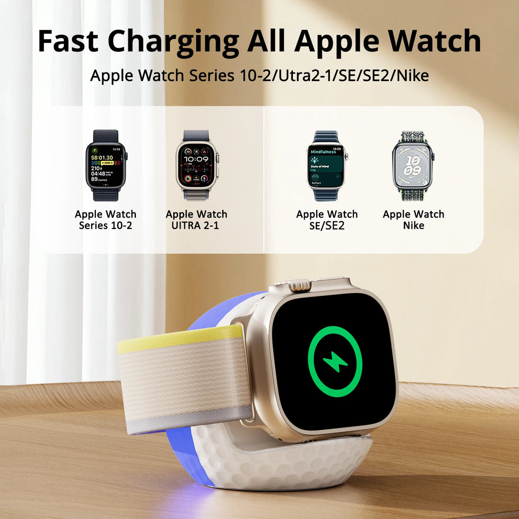 Portable RGB Lighting Wireless Charger Stand For Apple Watch Series 11 10 9 8 7 6 5 4 3 2 SE/Ultra 3 Magnetic Fast Charg