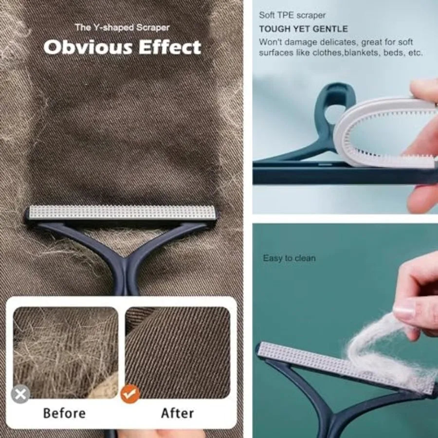 Pet Hair Remover 3-Pack, Dog Cat Hair Remover, Lint Shaver Cleaner Pro, Fur Removal Tool, Portable Carpet Scraper, Fuzz 