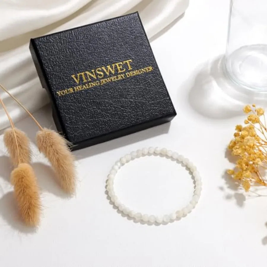 Vinswet Healing Crystal Bracelets for Women Men Natural Stone Beaded Stretch Bracelet Handmade Gemstone Reiki Spiritual Jewelry