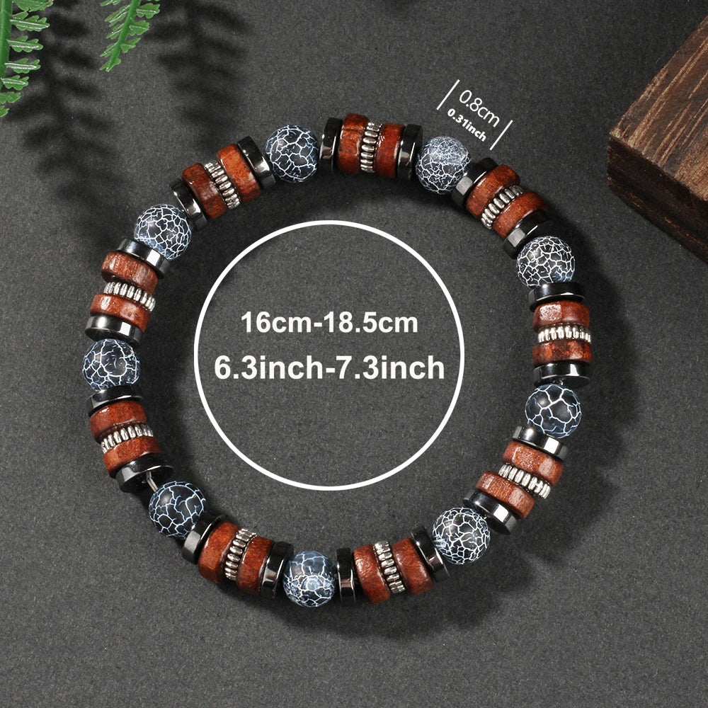 Weathered agate bracelet men natural stone wood outfit sporty vintage jewelry scene fashion accessories