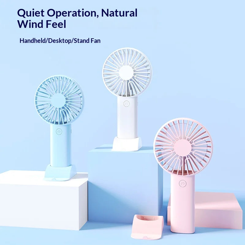 Mini Handheld Fan, 3 In 1 Portable Desk Fan With Stand, Small Usb Rechargeable Fan For Travel Office Home