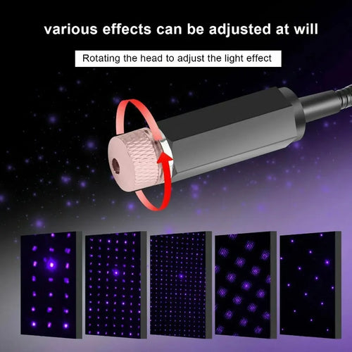 Car Romantic LED Starry Sky Night Light 5V USB Powered Galaxy Star Projector Lamp for Car Roof Room Ceiling Decor Plug a