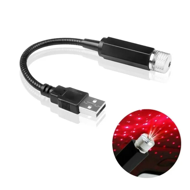 Car Romantic LED Starry Sky Night Light 5V USB Powered Galaxy Star Projector Lamp for Car Roof Room Ceiling Decor Plug a