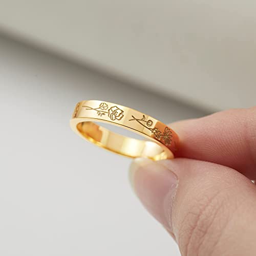 Birth Month Flowers Ring, Family Floral Ring, Gift for Mom,Mother Ring - 2