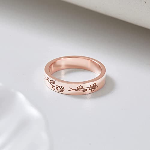Birth Month Flowers Ring, Family Floral Ring, Gift for Mom,Mother Ring - 5