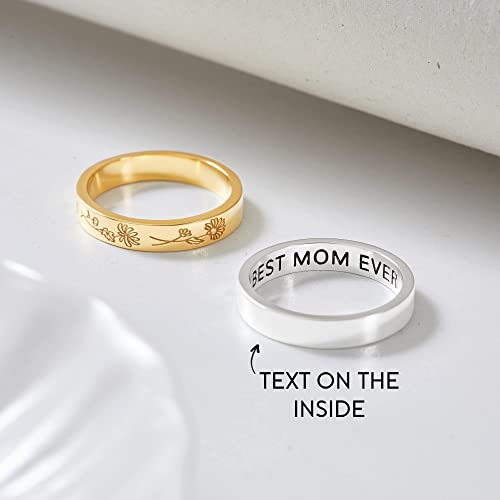 Birth Month Flowers Ring, Family Floral Ring, Gift for Mom,Mother Ring - 6