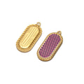 4pcs Stainless Steel Gold Oval Plaid Charms Pendant for DIY Women Necklace Jewelry Findings Bracelets Earrings Making Su