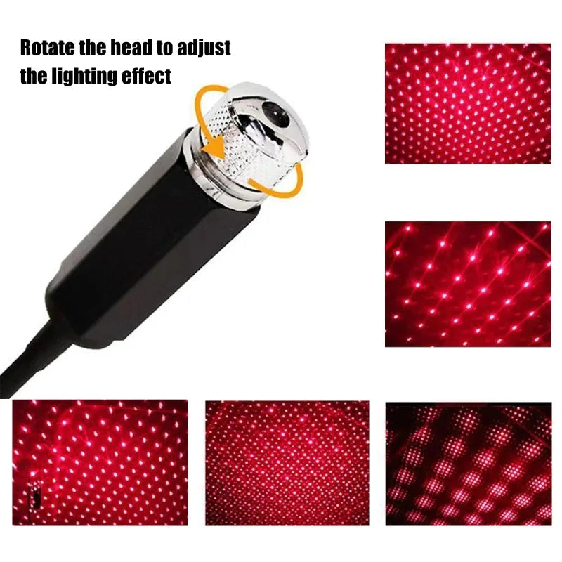 Car Romantic LED Starry Sky Night Light 5V USB Powered Galaxy Star Projector Lamp for Car Roof Room Ceiling Decor Plug a