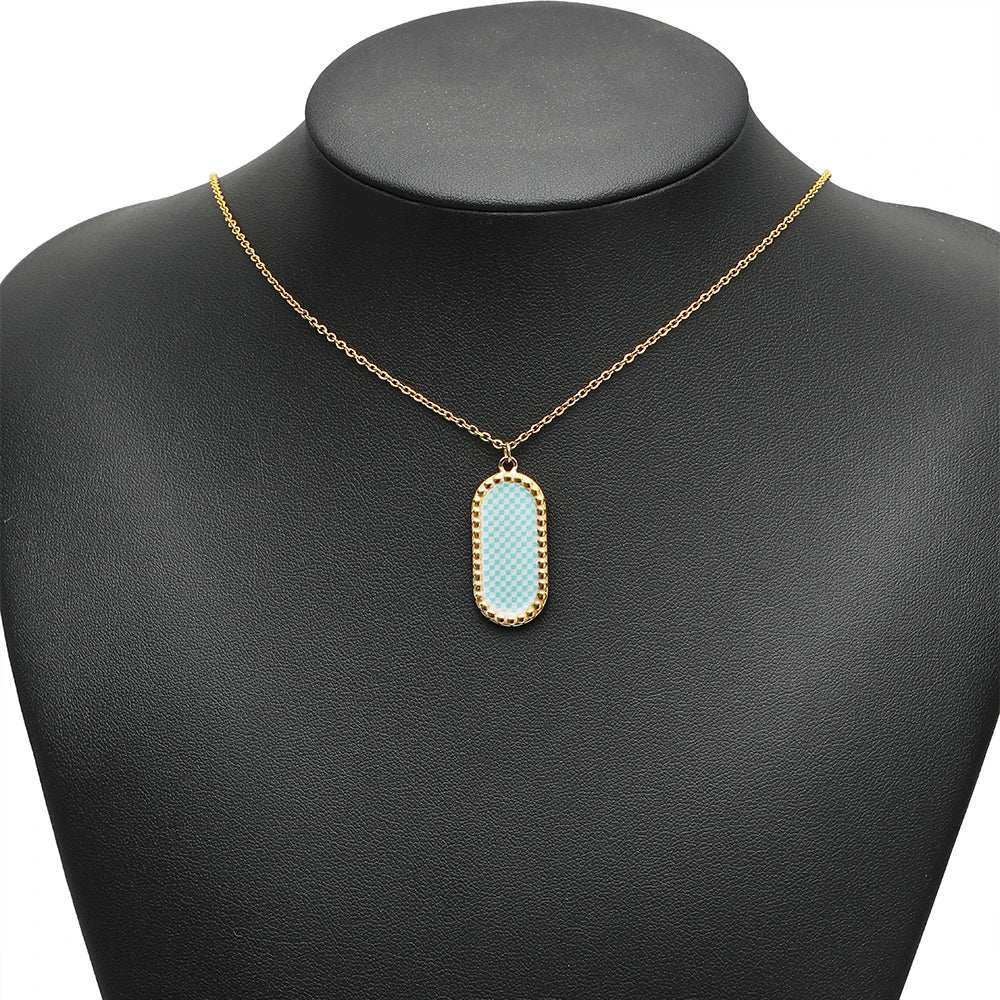 4pcs Stainless Steel Gold Oval Plaid Charms Pendant for DIY Women Necklace Jewelry Findings Bracelets Earrings Making Su