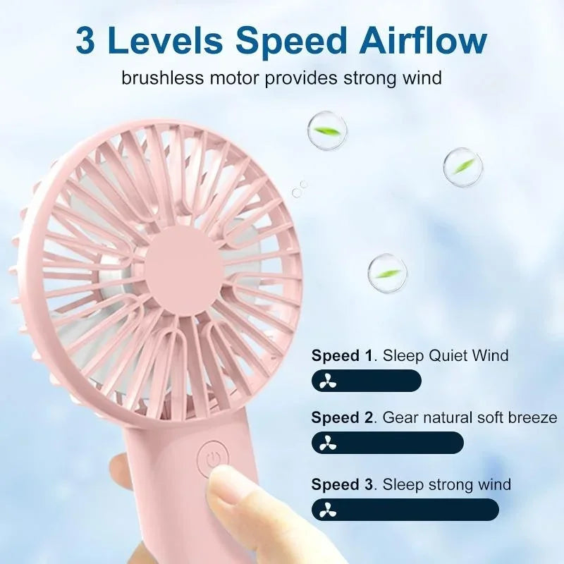 Mini Handheld Fan, 3 In 1 Portable Desk Fan With Stand, Small Usb Rechargeable Fan For Travel Office Home