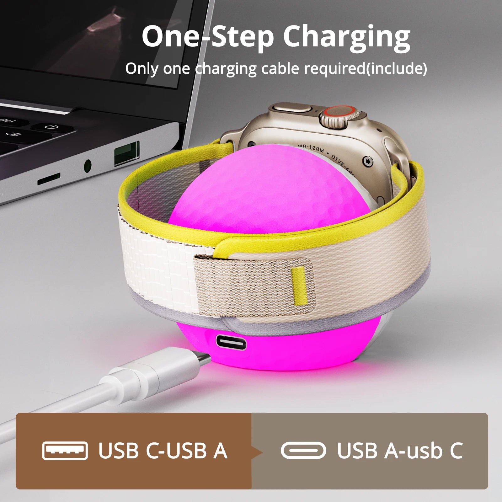 Portable RGB Lighting Wireless Charger Stand For Apple Watch Series 11 10 9 8 7 6 5 4 3 2 SE/Ultra 3 Magnetic Fast Charg