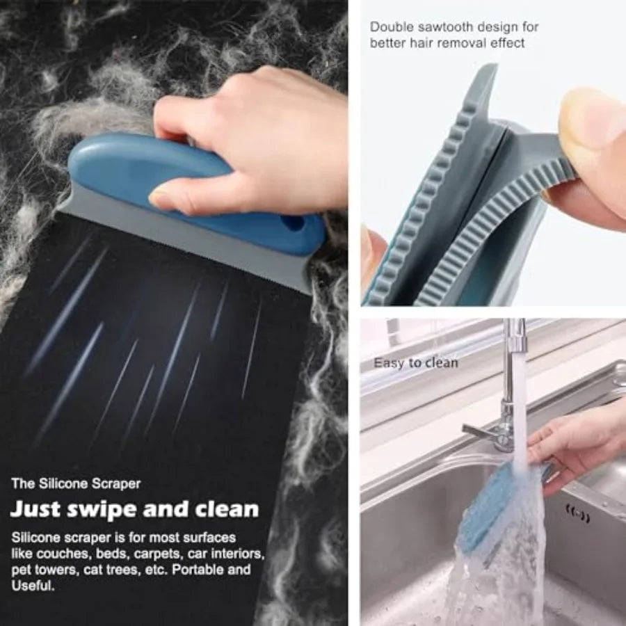 Pet Hair Remover 3-Pack, Dog Cat Hair Remover, Lint Shaver Cleaner Pro, Fur Removal Tool, Portable Carpet Scraper, Fuzz 