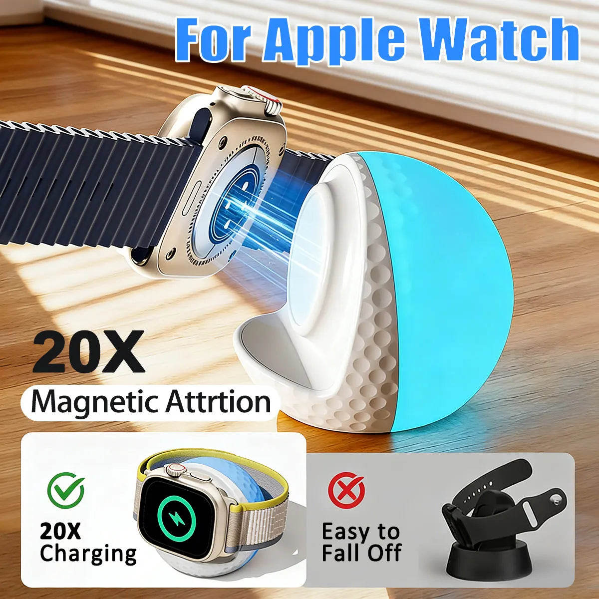 Portable RGB Lighting Wireless Charger Stand For Apple Watch Series 11 10 9 8 7 6 5 4 3 2 SE/Ultra 3 Magnetic Fast Charg
