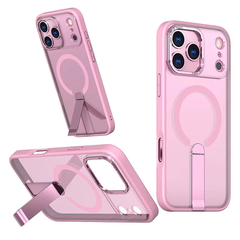 Manyetik Görünmez Telefon Standı Kılıf – iPhone (Mat Metal)
