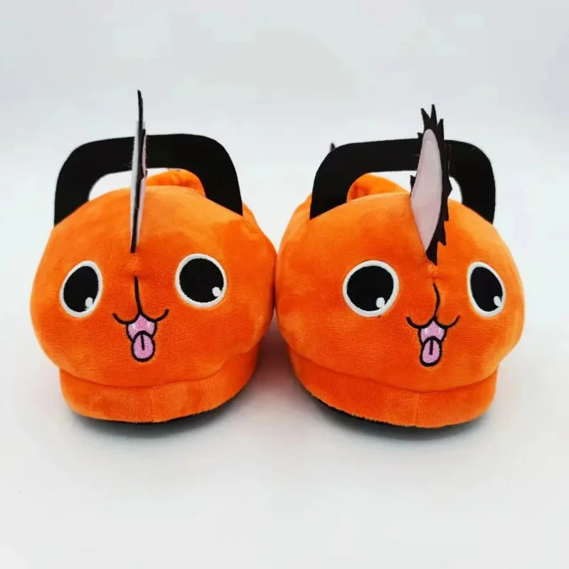 Anime Chainsaw Man Pochita House Slipper Winter Shoe Woman Warm Fuzzy Furry Cartoon Plush Grip Female Cute Home Slipper