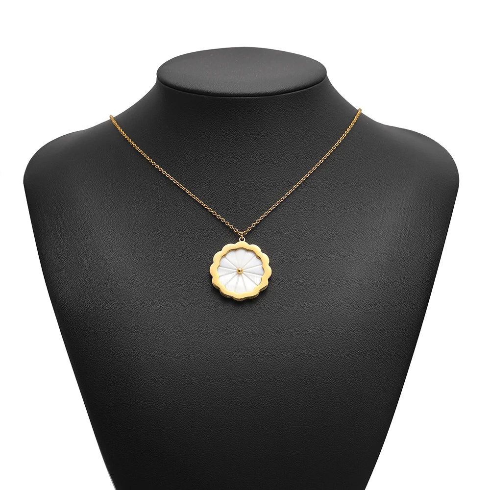 3pcs Stainless Steel Flowers Flat White Shell Charms for DIY Women Jewelry Necklace Findings Earrings Pendant Making Sup