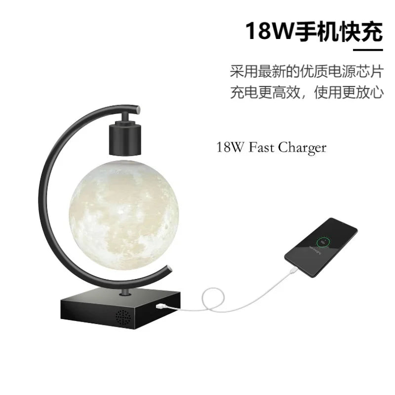 Floating moon lamp 3D printing integrated, seamless creative magnetic levitation moon table lamp