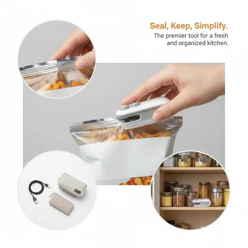 Mini Handheld Food Heat Sealer USB Rechargeable Heat Sealer Food Storage Bag Plastic Package Food Sealer