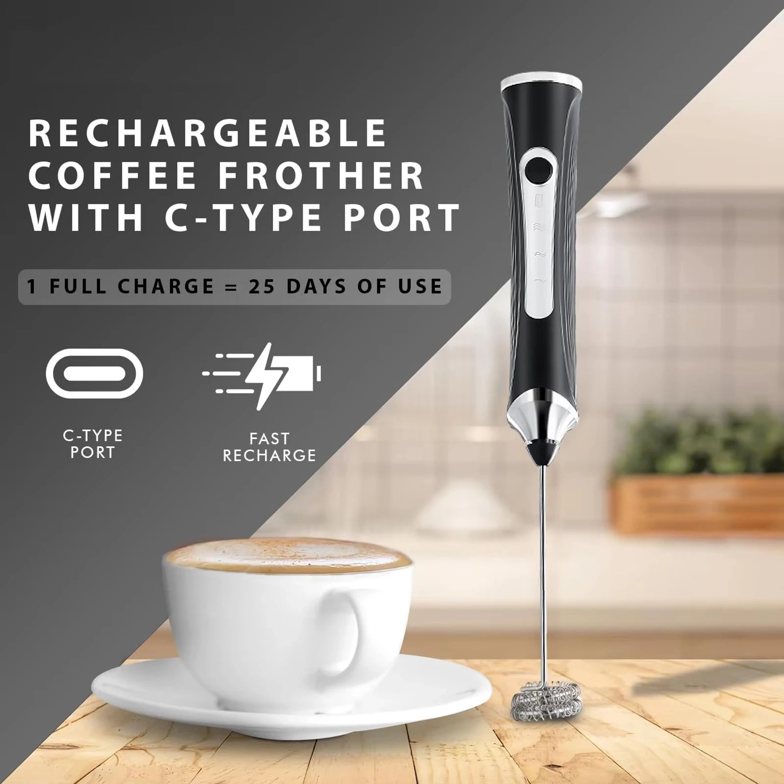 Electric coffee mixer, milk frother, handheld egg beater, 3-speed jam mixer, picnic travel barbecue ingredient mixer