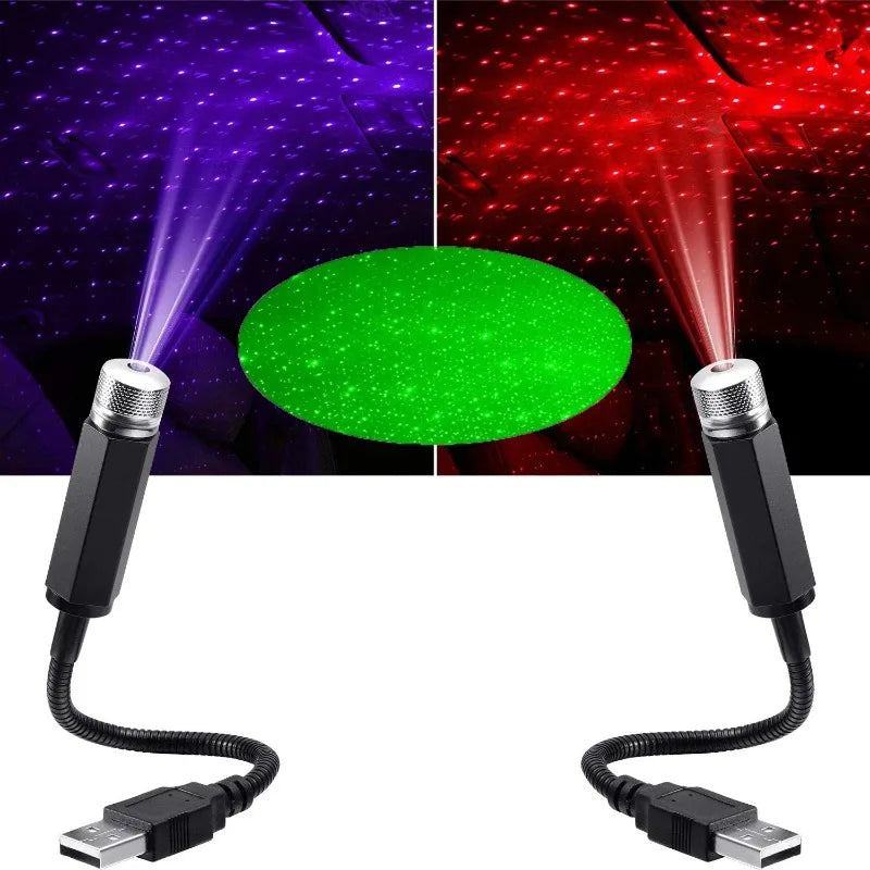 Car Romantic LED Starry Sky Night Light 5V USB Powered Galaxy Star Projector Lamp for Car Roof Room Ceiling Decor Plug a