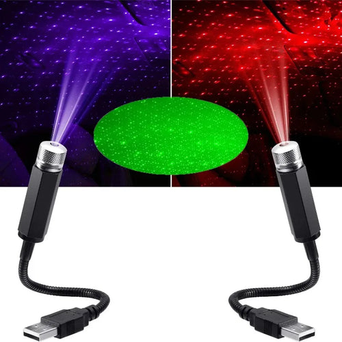 Car Romantic LED Starry Sky Night Light 5V USB Powered Galaxy Star Projector Lamp for Car Roof Room Ceiling Decor Plug a